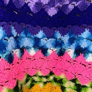 Crochet lap blanket‎ rainbow colorful afghan vintage throw knit